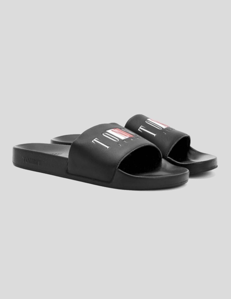 Chanclas TOMMY JEANS logo pool slide black